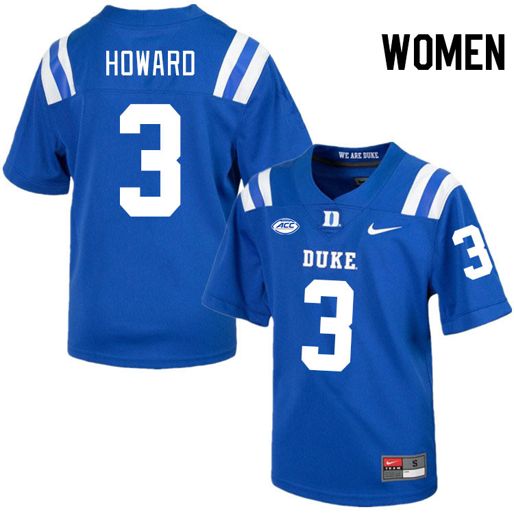 Women #3 Alex Howard Duke Blue Devils College Football Jerseys Stitched-Royal